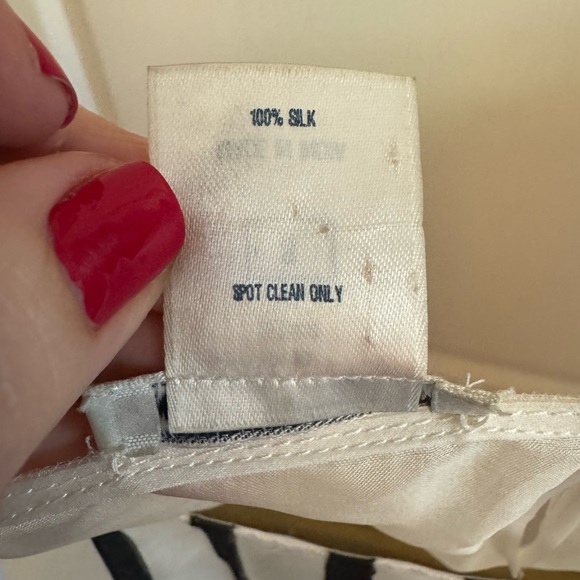 Oscar de la Renta Elegant Sheer White and Black Striped Women's Top - Picture 7 of 7